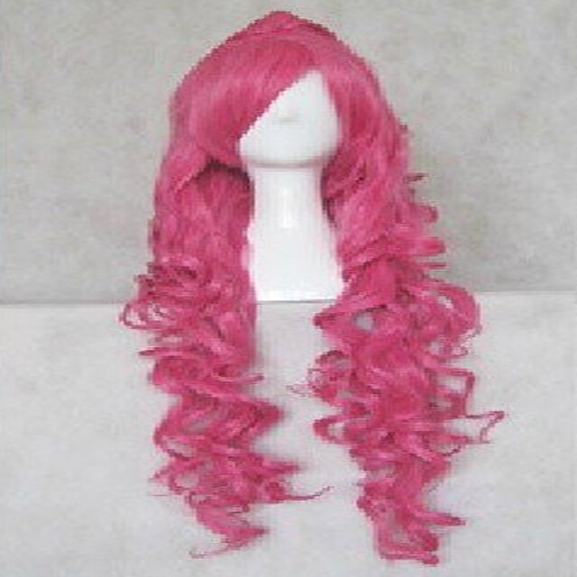  Cosplay Costume Wig Synthetic Wig Cosplay Wig Wavy Natural Wave Natural Wave Monofilament L Part Wig Pink Pink Synthetic Hair Women's Pink hairjoy