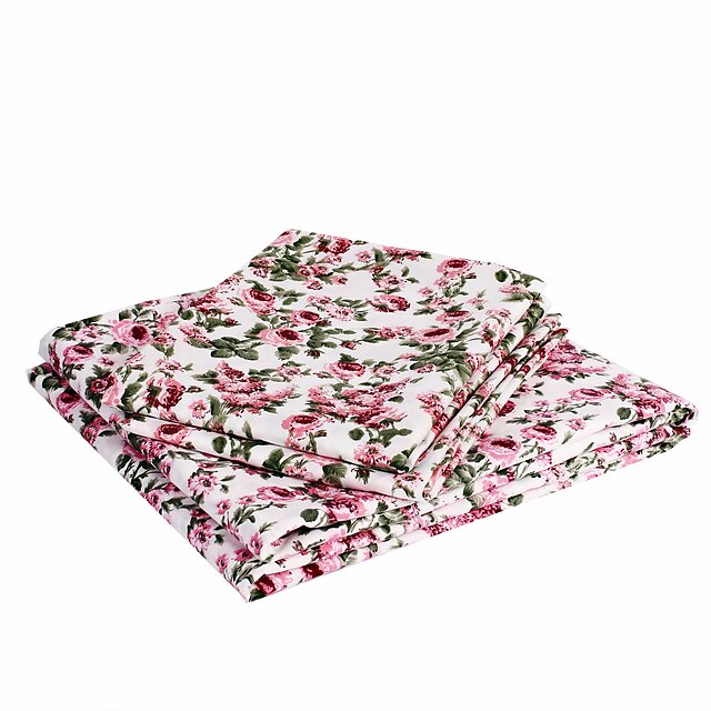  Sheet Set - Microfibre Polyester Piece Dyed Floral 1pc Flat Sheet 1pc Fitted Sheet 2pcs Pillowcases (only 1pc pillowcase for Twin or