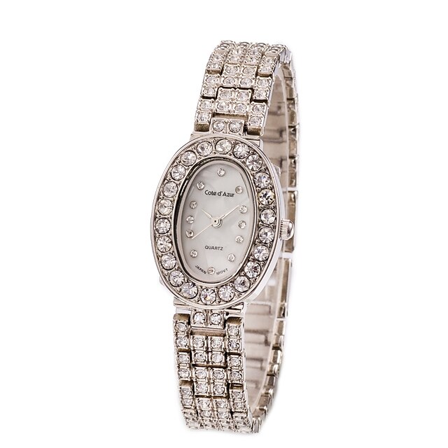  Mulheres Relógio de Moda Quartzo Impermeável imitação de diamante Aço Inoxidável Banda Elegantes Prata Prata