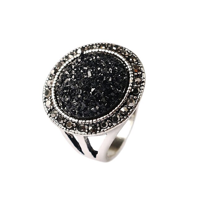 Band Ring Screen Color Black Gold Plated Ladies Fashion Druzy / Statement Ring / Women's
