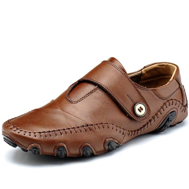 Men's Shoes Leather Spring / Summer / Fall Comfort Flat Heel Black / Brown