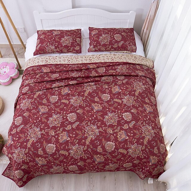  Comfortable 2pcs Shams 1pc Quilt,Plain 100% Cotton Plain 100% Cotton Quilted Multi Color