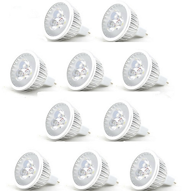  10 pezzi 3 W Faretti LED 250 lm MR16 3 Perline LED LED ad alta intesità Decorativo Bianco caldo Luce fredda / RoHs