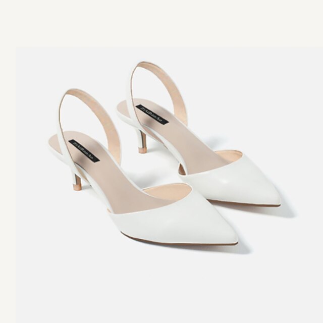 Women's Shoes Microfiber Summer Low Heel Buckle White / Nude 2024 - $34.99