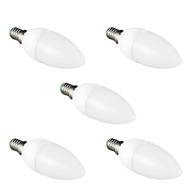  1.5 W LED gyertyaizzók 150-200 lm E14 C35 8 LED gyöngyök SMD 3022 Meleg fehér 220-240 V / 5 db. / RoHs