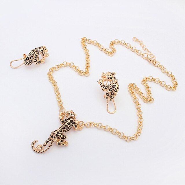  Women Cute European Style Fashion Panther Necklace / Earrings Sets