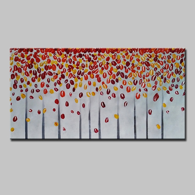  Handgemalte Abstrakt Landschaft Blumenmuster/Botanisch Abstrakte Landschaft Horizontal,Modern Ein Panel Leinwand Hang-Ölgemälde For Haus