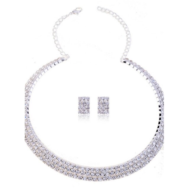  Dam Pärla Smycken Set Halsband / örhängen Emerald Cut damer Mode Bergkristall Diamantimitation örhängen Smycken Vit Till Bröllop Party Speciellt Tillfälle Årsdag Födelsedag Förlovning / Örhängen