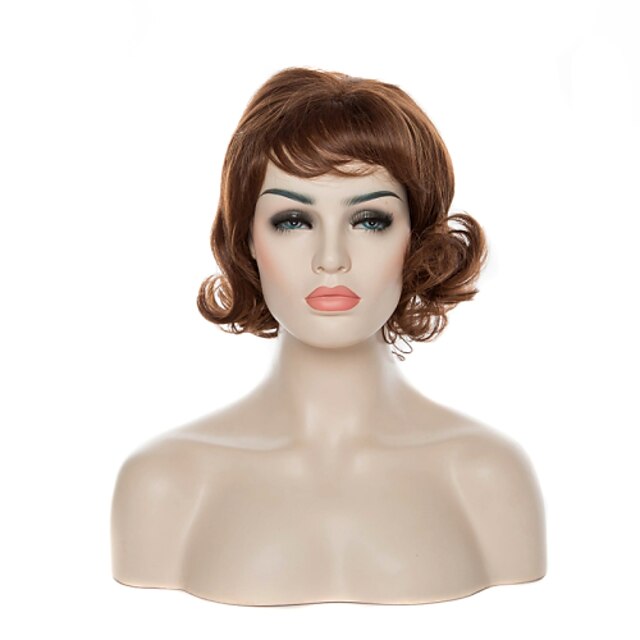  Synthetic Hair Wigs Wavy Curly Capless Cosplay Wig Brown Daily