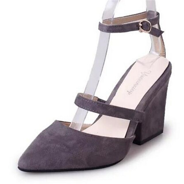  Women's Shoes Chunky Heel Pointed Toe Sandals Dress / Casual Black / Gray