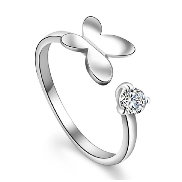  Sterling Silver Ring Butterfly Silver Plated Ring Adjustable Fashion Jewelry for Women