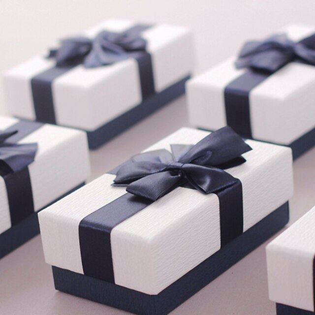  Cuboid Card Paper Favor Holder With Bow Gift Boxes-1