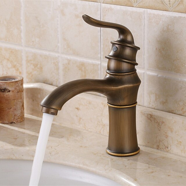  Håndvasken vandhane - Udbredt Antik Kobber Centersat Enkelt håndtag Et HulBath Taps