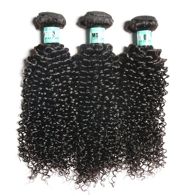  Brasilianisches Haar Curly Weave Locken Menschliches Haar Webarten 3 Stück 0.3