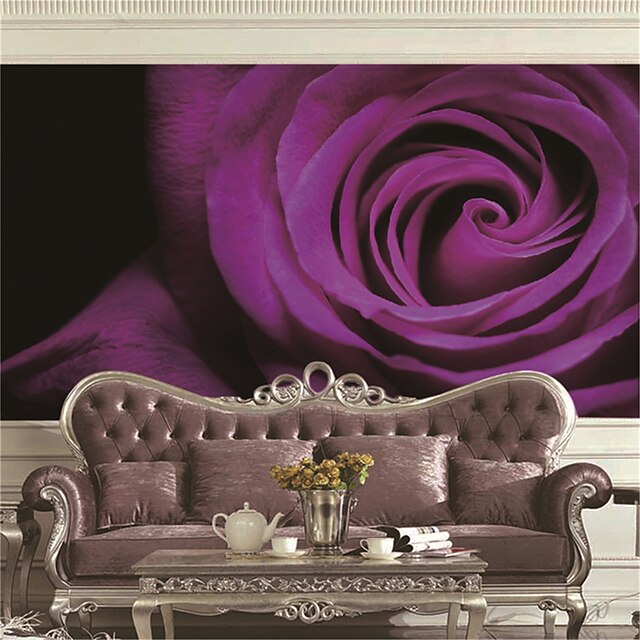  JAMMORY Art Deco Wallpaper Contemporary Wall Covering,Other A large Mural Wallpaper Purple Rose Flower