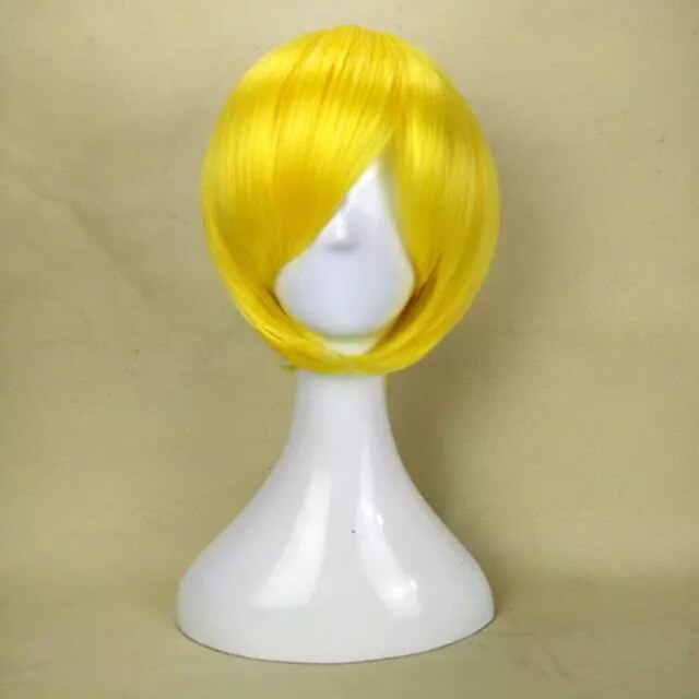  Synthetic Wig Straight With Bangs Synthetic Hair Wig Women's Short Capless Yellow
