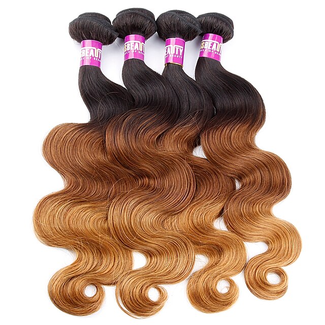  4 zestawy Włosy malezyjskie Body wave Włosy virgin 400 g Ombre Ludzkie włosy wyplata Ludzkich włosów rozszerzeniach / 10A