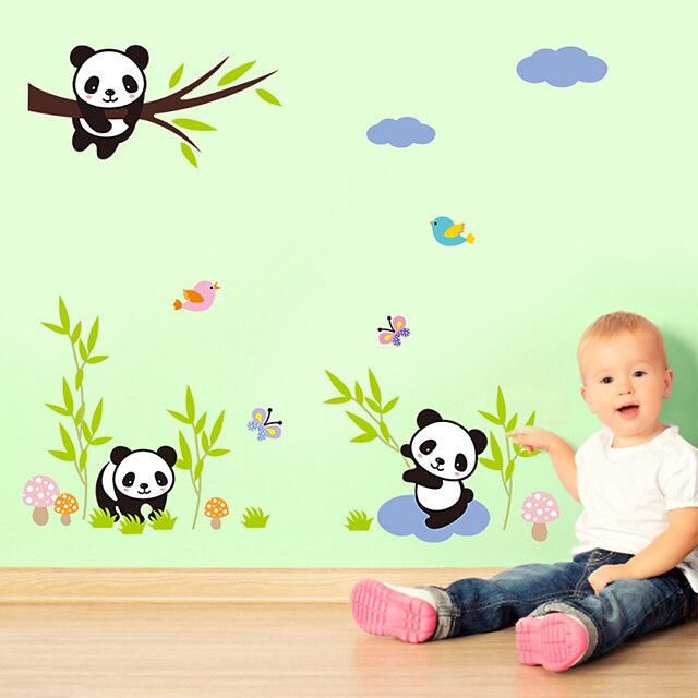  Wall Stickers Wall Decals, Cute Cartoon Panda Bamboo PVC Wall Sticker