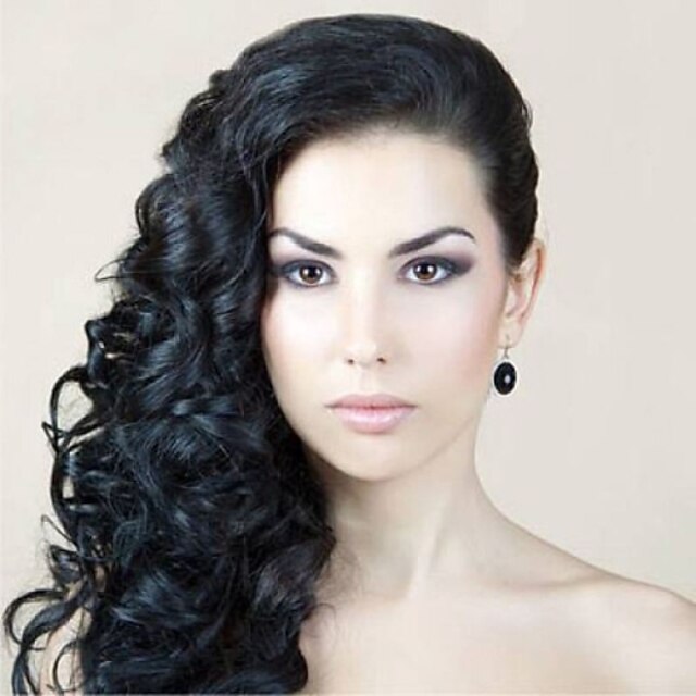  Synthetic Wig Curly Style Capless Wig Black Synthetic Hair Women's Black Wig