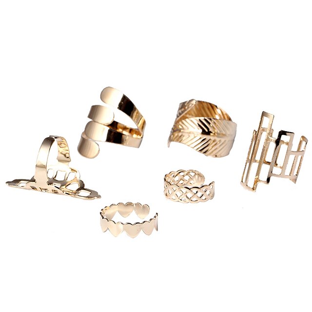  Seturi de bijuterii Auriu Aliaj Frunze Inimă femei Neobijnuit Design Unic O Mărime / Pentru femei / Inel de declarație / Deschideți inelul manșetei
