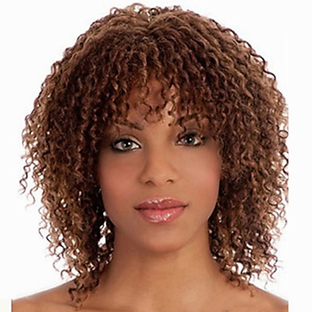  Συνθετικές Περούκες Σγουρά Ασύμμετρο κούρεμα Περούκα Κοντό Σκούρο Καστανοκόκκινο Συνθετικά μαλλιά Γυναικεία Φυσική γραμμή των μαλλιών Καφέ