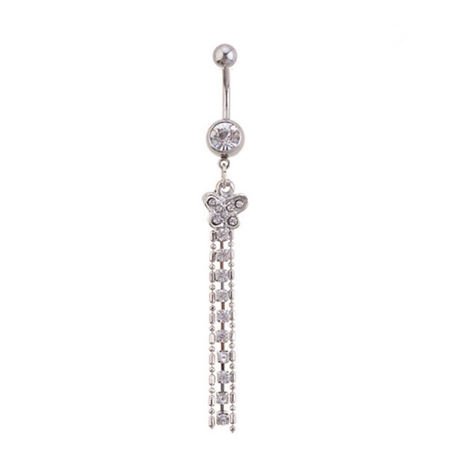  Navel Ring / Belly Piercing Uniikki Tupsu Muoti Naisten Kehokorut Käyttötarkoitus Päivittäin Kausaliteetti Cubic Zirkonia Zirkoni Tekojalokivi Butterfly Animal Valkoinen