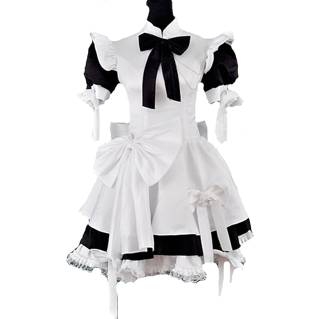  Prințesă Gothic Lolita Classic Lolita rochie de vacanță Costume Menajeră Pentru femei Fete Satin Japoneză Costume Cosplay Negru Peteci Balon / Puf Manșon scurt Lungime medie / Lolita Stil Gotic