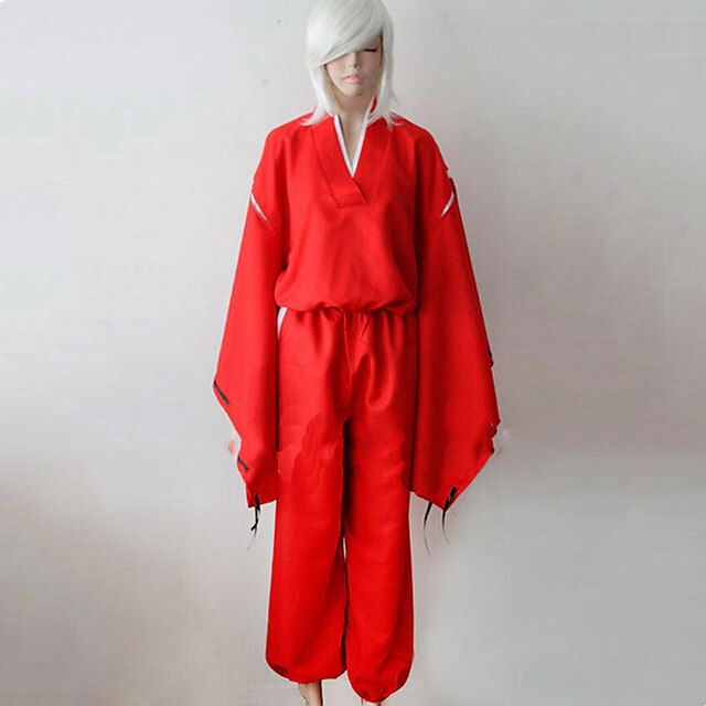  Inspirado por InuYasha Inu Yasha Animé Disfraces de cosplay Japonés Trajes Cosplay Kimono Un Color Manga Larga Top Pantalones Cinturón Para Hombre Mujer
