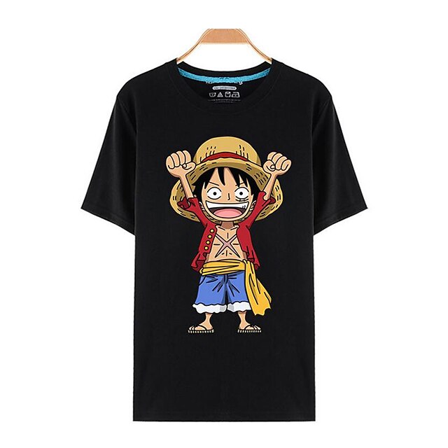  Inspirado por One Piece Monkey D. Luffy Anime Fantasias de Cosplay Cosplay T-shirt Estampado Manga Curta Blusa Para Unisexo