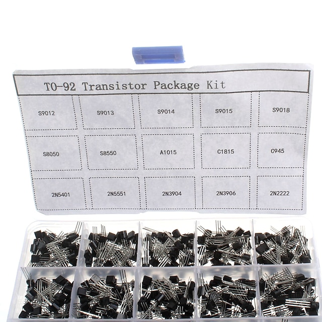  750pcs 15kindsx50pcs til-92 transistor kit + retail box (a1015, c945, c1815, s8050, s9012,2n2222 ...)