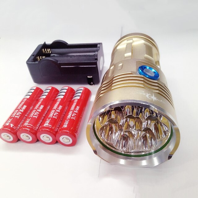  Светодиодные фонари Водонепроницаемый 9600lm Светодиодная лампа LED 8 излучатели 3 Режим освещения с батарейками и зарядным устройством Водонепроницаемый Ночное видение / Алюминиевый сплав