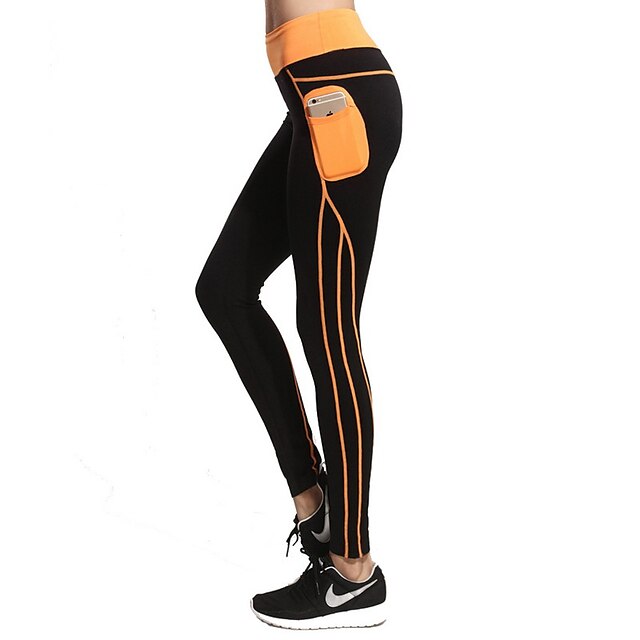 Mulheres Esportes Riscas Elastano Meia-calça Calças Ioga Exercício e Atividade Física Corrida Roupas Esportivas Respirável Secagem Rápida Elasticidade Alta