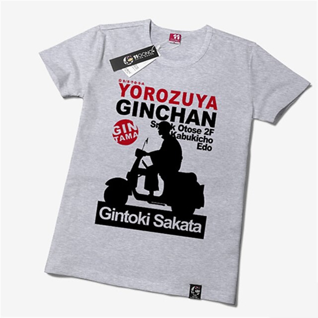  קיבל השראה מ Gintama Gintoki Sakata אנימה תחפושות קוספליי Japanese Cosplay חולצת טריקו דפוס שרוולים קצרים טי שירט עבור יוניסקס