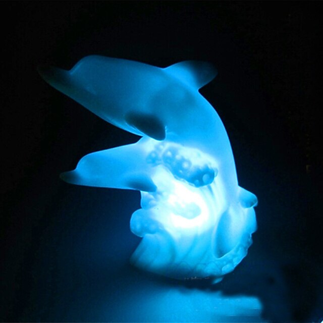  kreative fargeskiftende akryl dobbel delfin fargerike ledet nattlys delikat hjem dekorasjon
