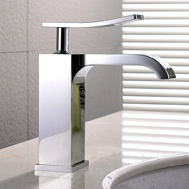  Bathroom Sink Faucet - FaucetSet Chrome Deck Mounted Single Handle One HoleBath Taps / Brass