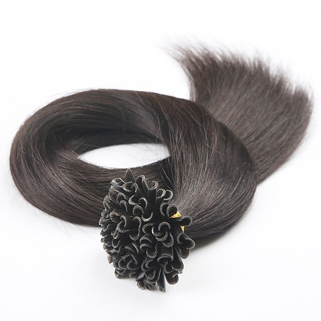  PANSY Queratina / Ponta U Extensões de cabelo humano Liso Cabelo Humano Cabelo Brasileiro Preto