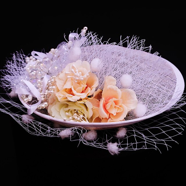  Flax Imitation Pearl Fabric Net Fascinators Headpiece Elegant Style