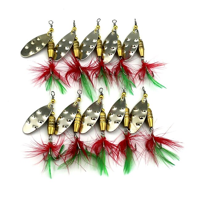  10 pcs Angelköder Buzzbait & Spinnerbait Köder Löffel sinkend Schnell sinkend Bass Forelle Pike Seefischerei Fischen im Süßwasser Andere Feder Metal / Spinnfischen / Angeln Allgemein