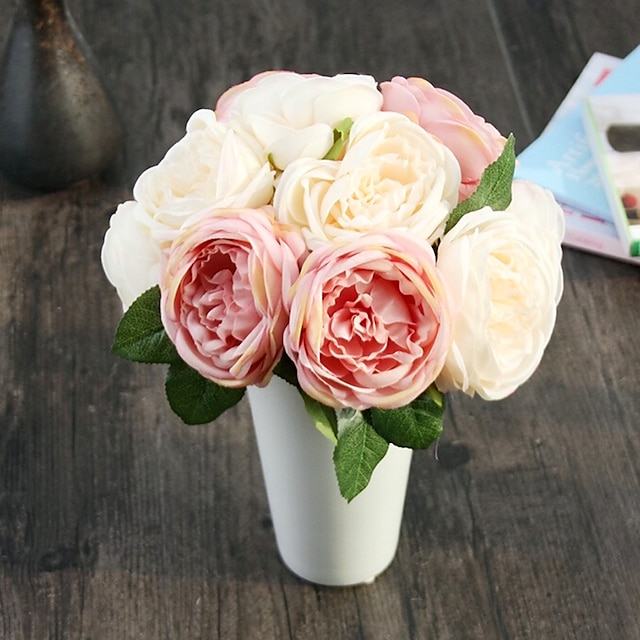 1 Ast Seide Rosen Tisch-Blumen Künstliche Blumen