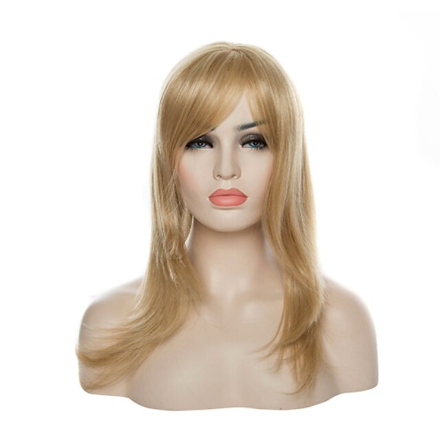  Perruque Synthétique Droit Droite Perruque Blond Blonde Cheveux Synthétiques Femme Blond