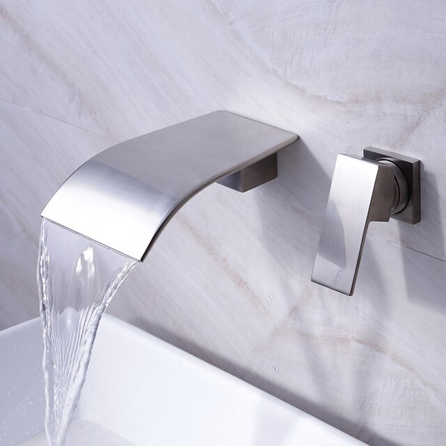  cascade lavabo robinet répandue design contemporain robinet (finition nickel)