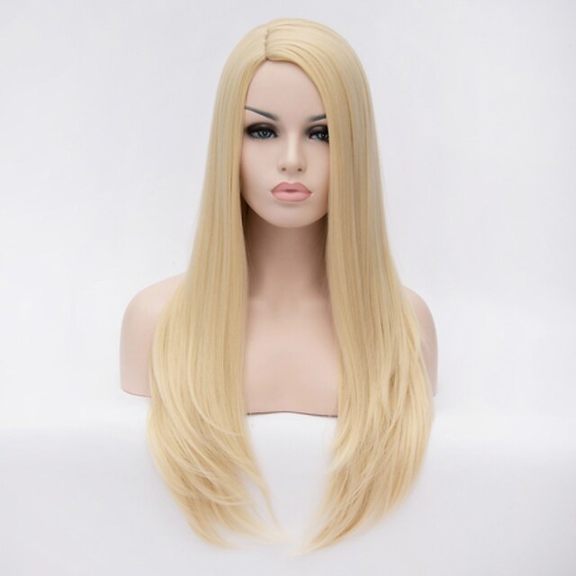  Synthetic Wig Straight Straight Side Part Wig Blonde Long Blonde Synthetic Hair 24 inch Women's Blonde