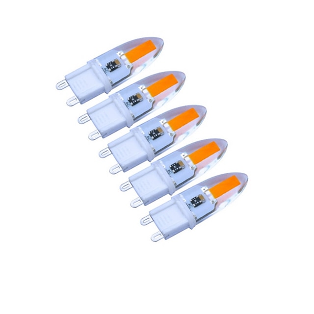  5 stuks 2 W LED-kaarslampen 3000-3200/6000-6500 lm G9 T 1 LED-kralen COB Decoratief Warm wit Koel wit 220-240 V / RoHs