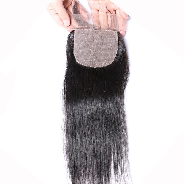  8 12 14 16 18 20inch Koromfekete (#1B) Kézi készített Ravno Emberi haj Bezárás Világos barna Svájci csipke 45 gramm Cap Méret