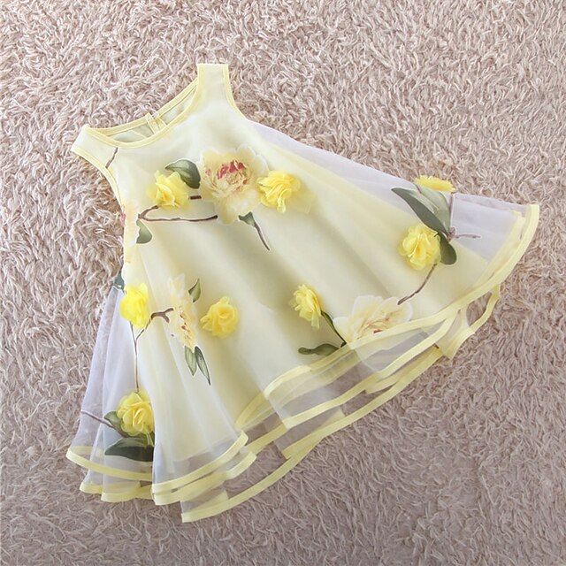  Girls' Sleeveless Floral 3D Printed Graphic Dresses Floral Cotton Others Dress Summer Spring Going out