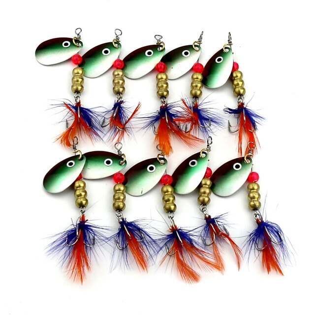  10 pcs Angelköder Buzzbait & Spinnerbait Köder Löffel sinkend Schnell sinkend Bass Forelle Pike Seefischerei Fischen im Süßwasser Andere Feder Metal / Spinnfischen / Angeln Allgemein