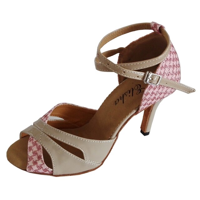  Women's Dance Shoes Latin Shoes Ballroom Shoes Heel Customized Heel Customizable Pink / Gold / Black / Sparkling Glitter