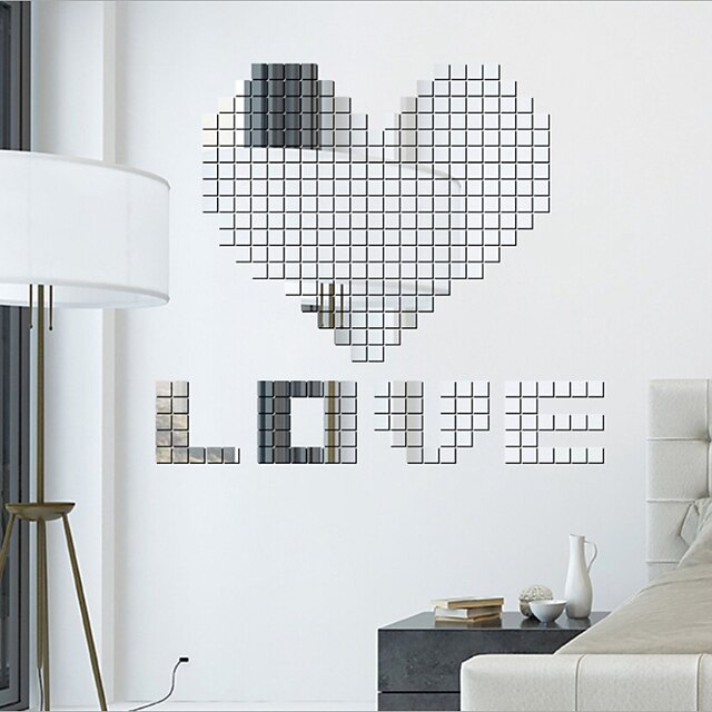  Square Three-dimensional Crystal Mosaic Mirror Wall Stickers 100PCS