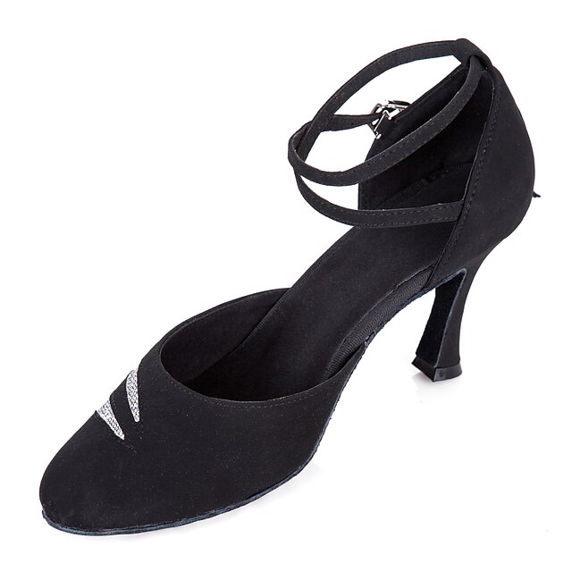  Women's Modern Shoes / Ballroom Shoes Paillette / Velvet Buckle Heel Sparkling Glitter / Buckle Stiletto Heel Non Customizable Dance Shoes Black