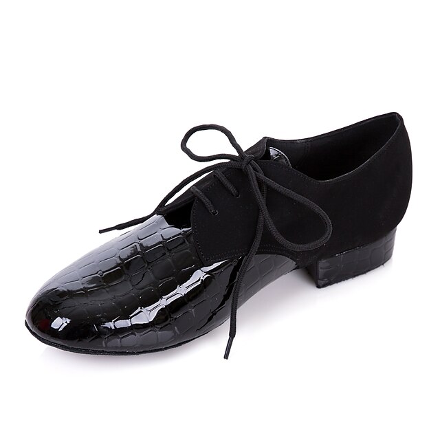  Homens Sapatos de Dança Moderna / Dança de Salão Courino Com Cadarço Oxford Salto Baixo Não Personalizável Sapatos de Dança Preto